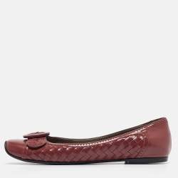 Bottega Veneta Brown Leather Buckle Ballet Flats Size 40