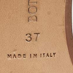 Pre Owned Bottega Veneta Metallic Leather Slide Sandals Size 37