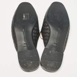 مملوكة مسبقًا Bottega Veneta Black Intrecciato Leather Fiandra Flat Mules Size 40.5