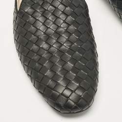 مملوكة مسبقًا Bottega Veneta Black Intrecciato Leather Fiandra Flat Mules Size 40.5