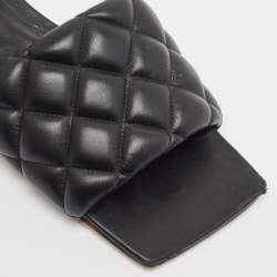 Pre Owned Bottega Veneta Black Leather Lido Flat Sandals Size 38