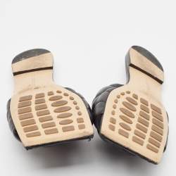 Pre Owned Bottega Veneta Black Leather Lido Flat Sandals Size 38