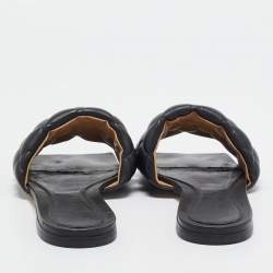 Bottega Veneta Black Leather Lido Flat Slides Size 39