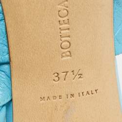 مملوكة مسبقًا Bottega Veneta Blue Leather Slingback Pumps Size 37.5