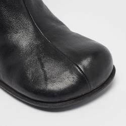 Pre Owned Bottega Veneta Black Leather Ankle Length Boots Size 39