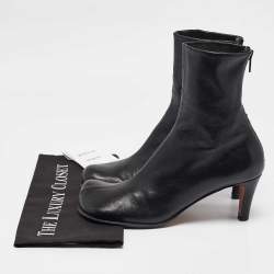 Pre Owned Bottega Veneta Black Leather Ankle Length Boots Size 39
