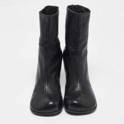 Pre Owned Bottega Veneta Black Leather Ankle Length Boots Size 39
