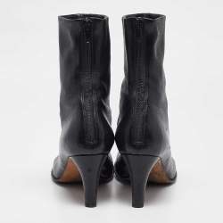 Pre Owned Bottega Veneta Black Leather Ankle Length Boots Size 39