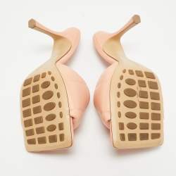 Pre Owned Bottega Veneta Orange Leather Lido Slide Sandals Size 40