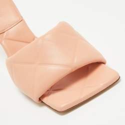 Pre Owned Bottega Veneta Orange Leather Lido Slide Sandals Size 40