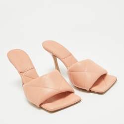 Pre Owned Bottega Veneta Orange Leather Lido Slide Sandals Size 40