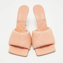 Pre Owned Bottega Veneta Orange Leather Lido Slide Sandals Size 40