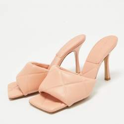 Pre Owned Bottega Veneta Orange Leather Lido Slide Sandals Size 40