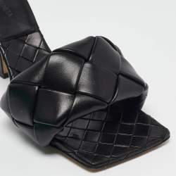 مملوكة مسبقًا Bottega Veneta Black intrecciato Leather Lido Slide Sandals Size 40