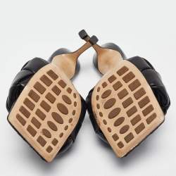 مملوكة مسبقًا Bottega Veneta Black intrecciato Leather Lido Slide Sandals Size 40