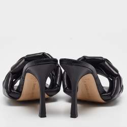 مملوكة مسبقًا Bottega Veneta Black intrecciato Leather Lido Slide Sandals Size 40