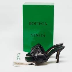 مملوكة مسبقًا Bottega Veneta Black intrecciato Leather Lido Slide Sandals Size 40