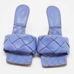 مملوكة مسبقًا Bottega Veneta Purple Woven Leather Lido Slide Sandals Size 39