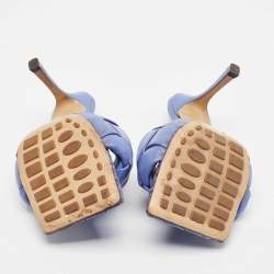 مملوكة مسبقًا Bottega Veneta Purple Woven Leather Lido Slide Sandals Size 39