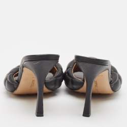 Pre Owned Bottega Veneta Black Leather Lido Slide Sandals Size 39