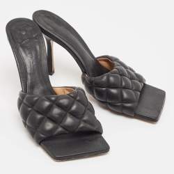 Pre Owned Bottega Veneta Black Leather Lido Slide Sandals Size 39
