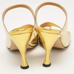 مملوكة مسبقًا Bottega Veneta Gold Leather Square Toe Slide Sandals Size 37