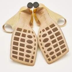 مملوكة مسبقًا Bottega Veneta Gold Leather Square Toe Slide Sandals Size 37