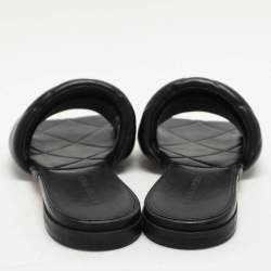 Bottega Veneta Black Quilted Leather Lido Flat Slides Szie 39