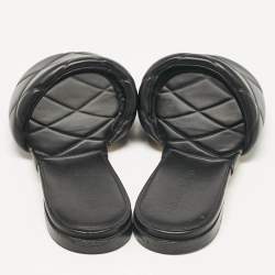 Bottega Veneta Black Quilted Leather Flat Slides Size 42