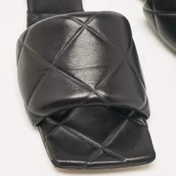 Bottega Veneta Black Quilted Leather Flat Slides Size 42