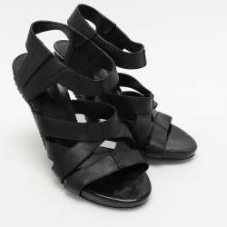 Bottega Veneta Black Leather Strappy Sandals Size 36.5