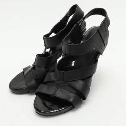 Bottega Veneta Black Leather Strappy Sandals Size 36.5