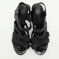 Bottega Veneta Black Leather Strappy Sandals Size 36.5