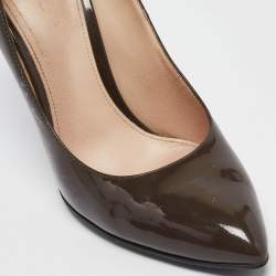 Bottega Veneta Grey Patent Leather Pointed Toe Pumps Size 38.5