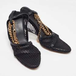 Bottega Veneta Black Mesh and Leather Chain Link D'orsay Pumps Size 37