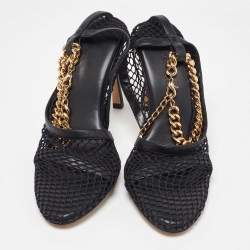 Bottega Veneta Black Mesh and Leather Chain Link D'orsay Pumps Size 37