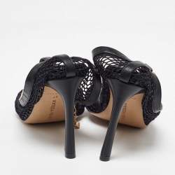 Bottega Veneta Black Mesh and Leather Chain Link D'orsay Pumps Size 37