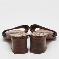 مملوكة مسبقًا Bottega Veneta Black Intrecciato Leather Ravello Slide Sandals Size 39.5