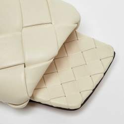 مملوكة مسبقًا Bottega Veneta White Intrecciato Leather Lido Flat Slides Size 37