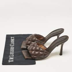 Bottega Veneta Brown Leather Lido Slide Sandals Size 37