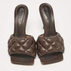 Bottega Veneta Brown Leather Lido Slide Sandals Size 37