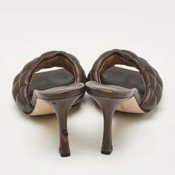 Bottega Veneta Brown Leather Lido Slide Sandals Size 37