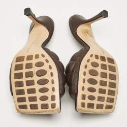 Bottega Veneta Brown Leather Lido Slide Sandals Size 37