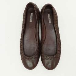 Bottega Veneta Brown Intrecciato Leather Ballet Flats Size 41