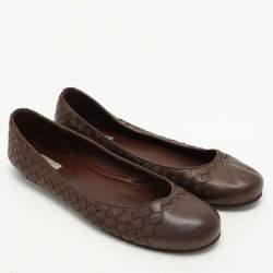 Bottega Veneta Brown Intrecciato Leather Ballet Flats Size 41