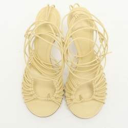 Bottega Veneta Yellow Leather Strappy Sandals Size 37