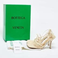 Bottega Veneta Cream Leather and Stretch Mesh Wrap Around Pumps Size 41