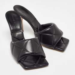 Bottega Veneta Black Leather Lido Slide Sandals Size 40