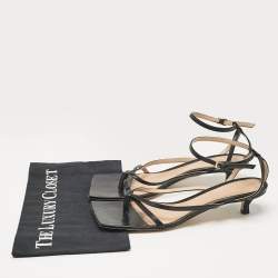 مملوكة مسبقًا Bottega Veneta Black Leather Strech Ankle Strap Sandals Size 38
