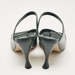 مملوكة مسبقًا Bottega Veneta Green Leather Toe Ring Slide Sandals Size 38.5